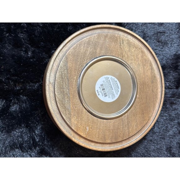 Wood Candle Holder With Metal Plate 2" Tall - Picture 1 of 7